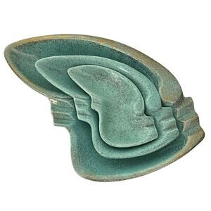 MCM Gold and Turquoise Nested Ashtrays Set of 3